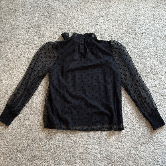 Anthropologie Maeve | Tulle Neck Tie Blouse | Small | Black | NWT - Picture 9 of 14